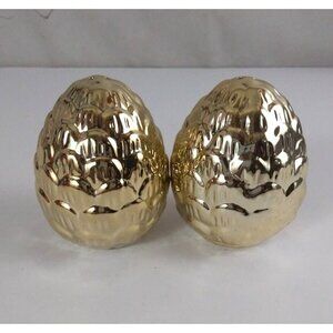 Vintage Russ Gold Tone Pinecone 3" Salt & Pepper Shakers #15715